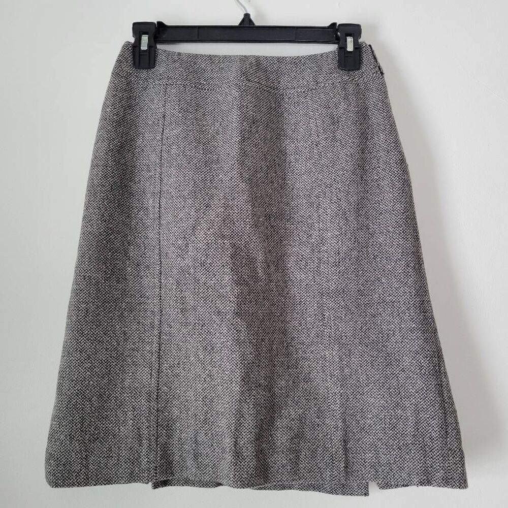 Levine Classics Wool Blend Tweed Skirt Black White 4
